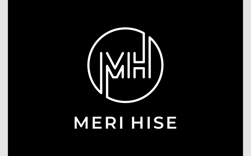 Logo minimalista del cerchio della lettera MH