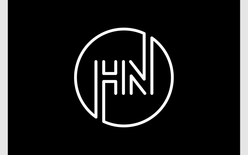 Логотип буквы HN Circle Minimalist Monogram