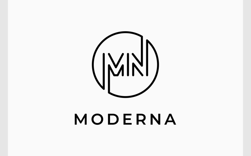 Logotipo de monograma minimalista con círculo de letra MN