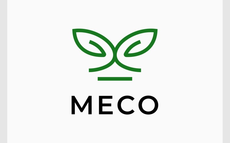 字母 M 植物叶子自然标志
