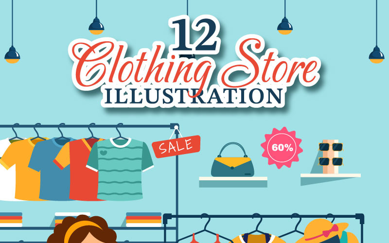 12 Illustration de magasin de vêtements