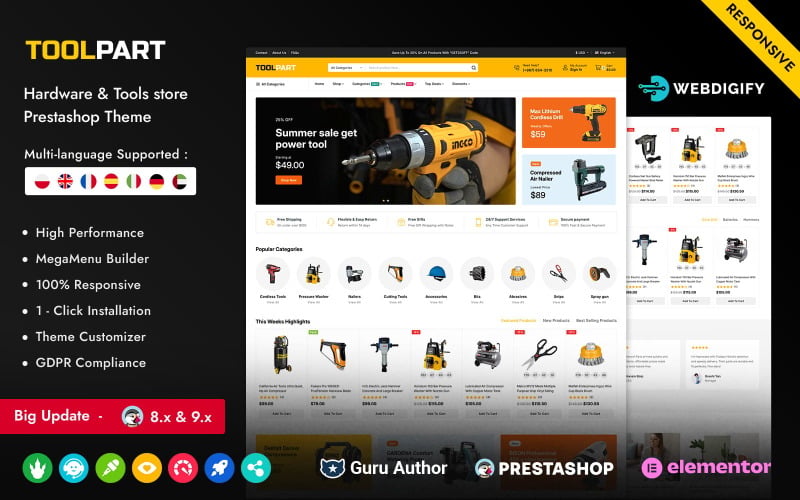 ToolPart – Tools Parts and Equipment Responsive Prestashop Store