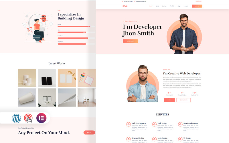 Keya - Creatief persoonlijk portfolio Multifunctioneel WordPress-thema