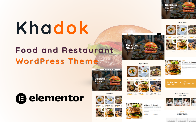 Khadok - Food and Restaurant One Page WordPress Theme