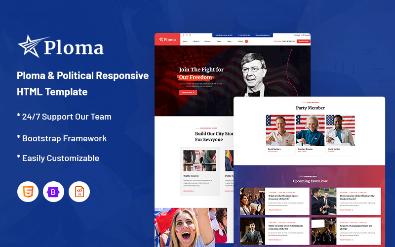 Ploma - modelo de site responsivo político