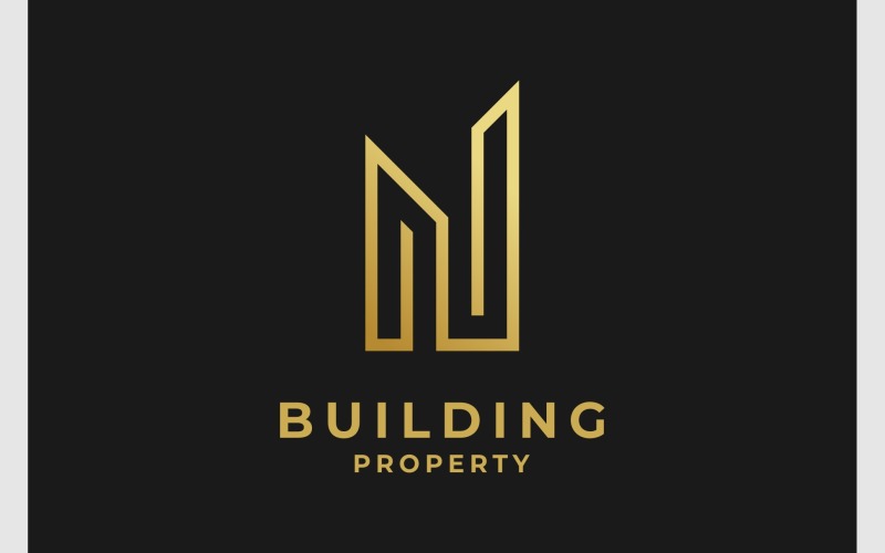 Bokstaven N Bygga lägenhet Logotyp