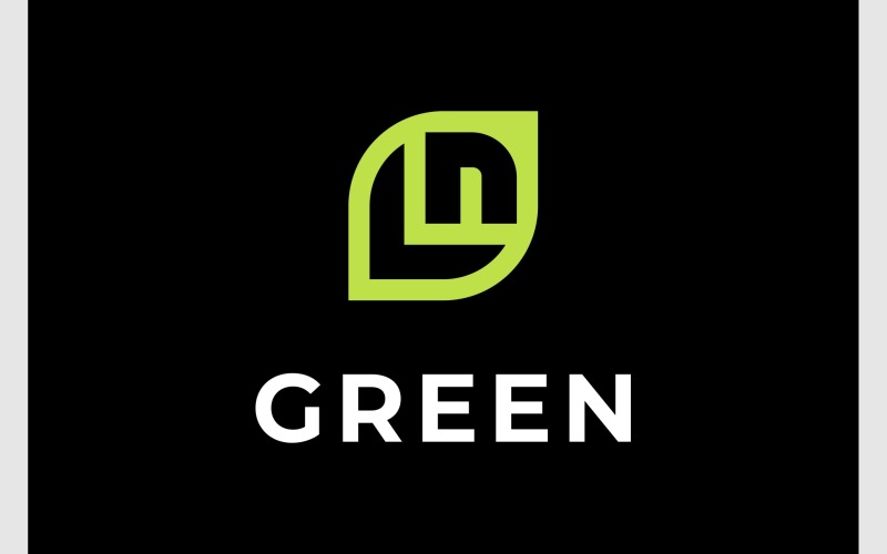Буква LN Leaf Green Fresh Логотип