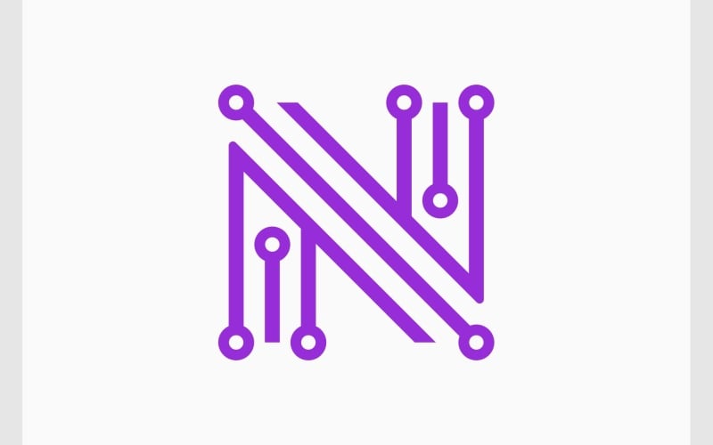 Logotipo De Tecnología De Circuito Letra N