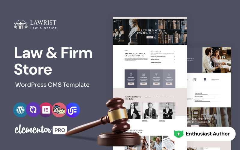 Advocaat - Advocatenkantoor en advocaat WordPress Elementor-thema