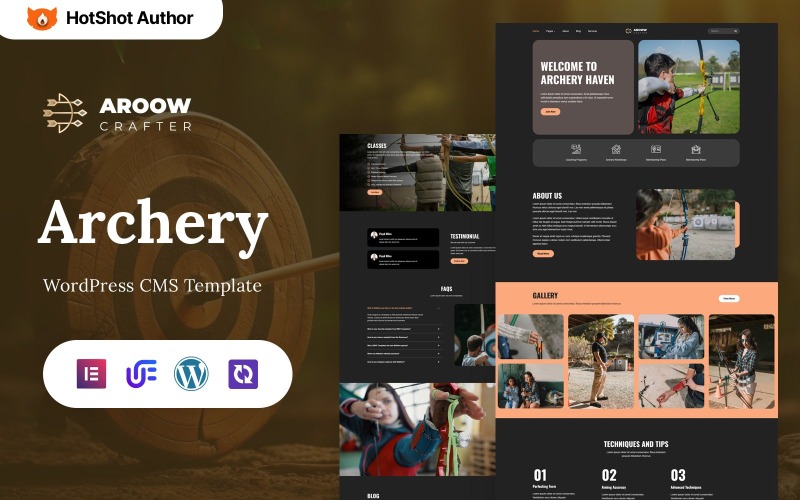 Aroow Crafter — тема WordPress Elementor для стрельбы из лука