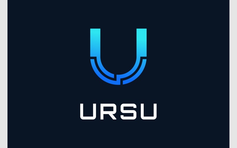 Буква U технології цифровий сучасний логотип