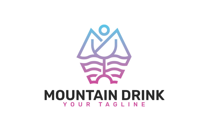 Design de modelo de logotipo de bebida de montanha