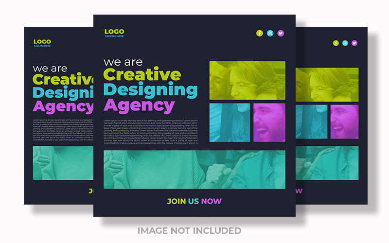 Farbenfroher Social-Media-Beitrag einer Agentur für kreatives Design