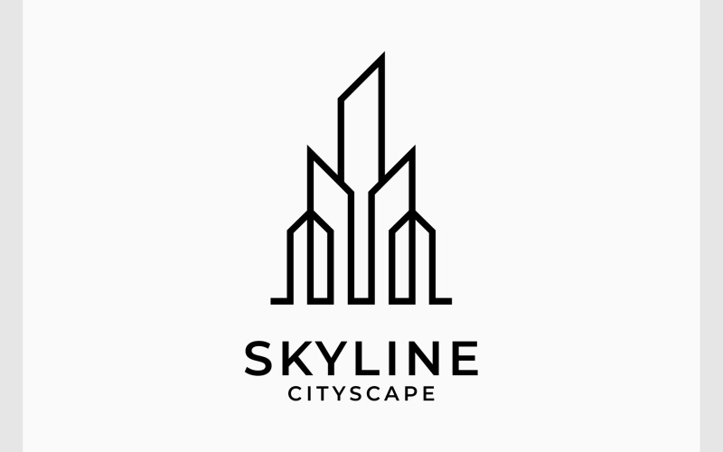 Skyline Skyscraper City linjär logotyp