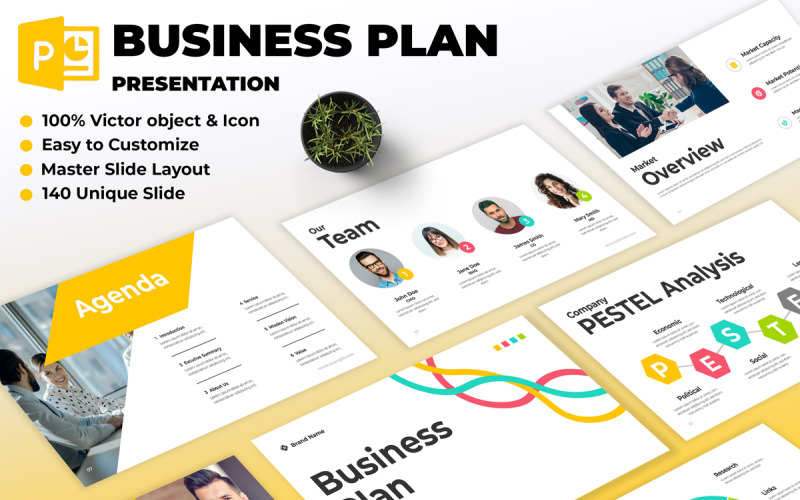 Layout de design de apresentação de plano de negócios 2024