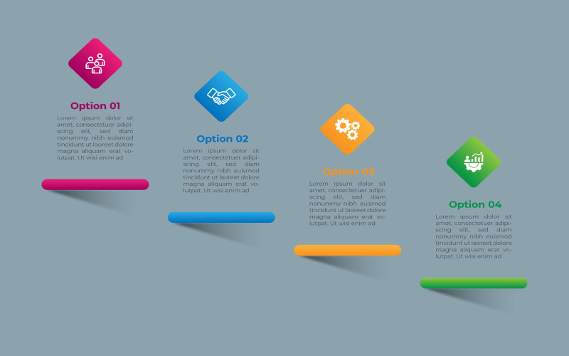 Modèle d'élément d'infographie statistique eps vectoriel à 4 options.