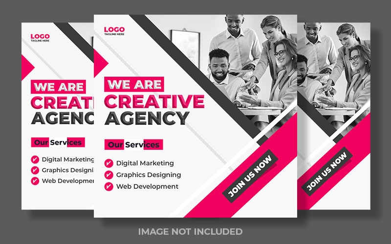 Roze en witte creatieve bureau sociale media post