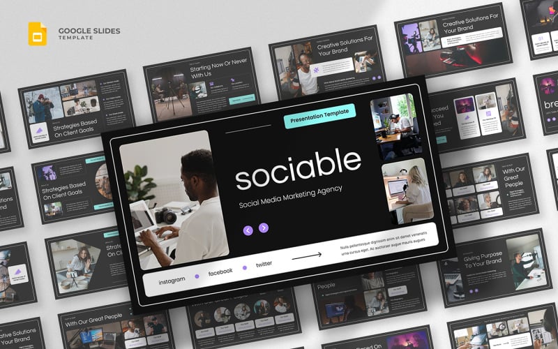 Sociable - 社交媒体营销谷歌幻灯片模板