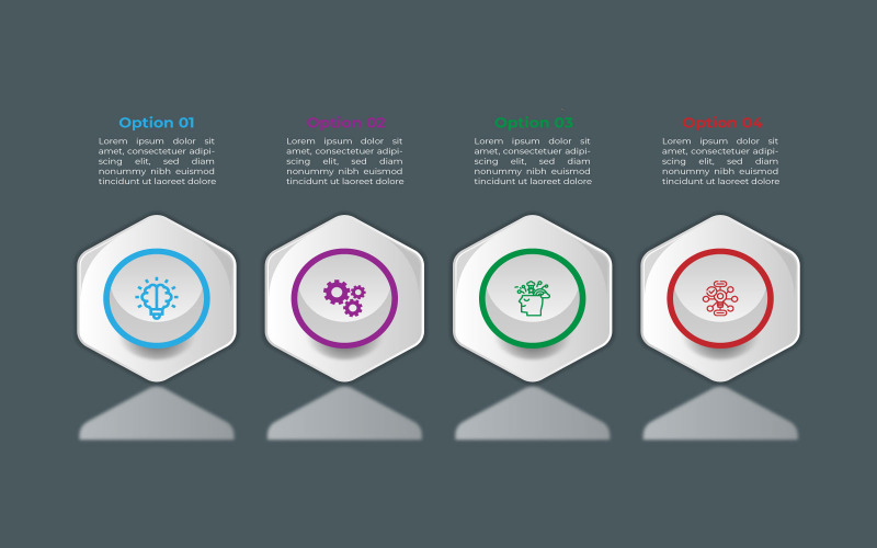 Veelhoekstijl 4 optie statistiek vector infographic.