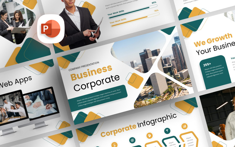 Geometrische Business-PowerPoint-Vorlage für Unternehmen