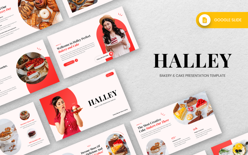 Halley – szablon slajdu Google dotyczący piekarni i ciast