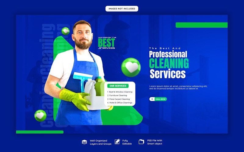 Cleaning Service Social Media Web Banner   Template