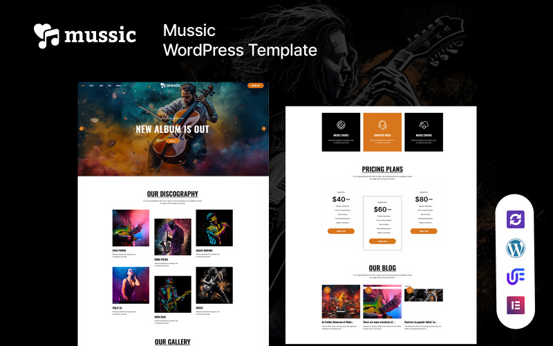 Mussic - Tema WordPress Elementor per la musica