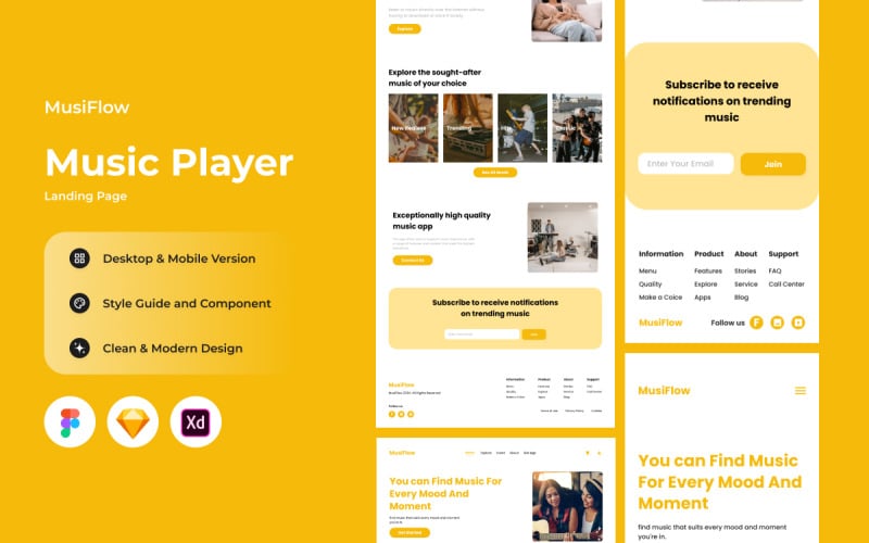 MusiFlow - Página de inicio del reproductor de música V1