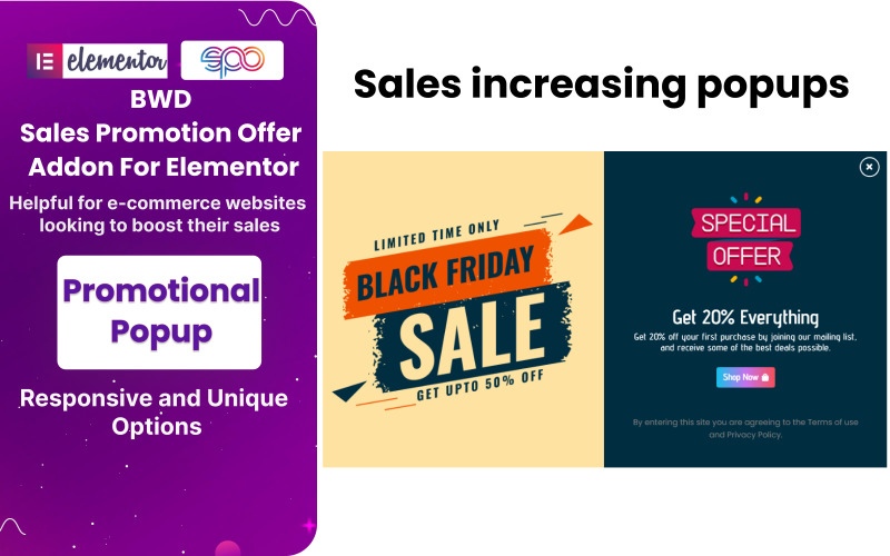 Nabídka BWD Sales Promotion Plugin WordPress pro Elementor