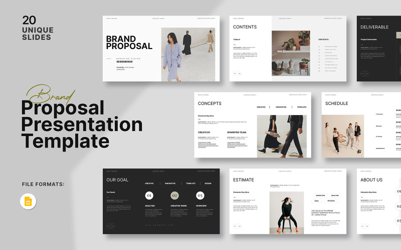 Présentation Googoleslide de proposition de marque minimale