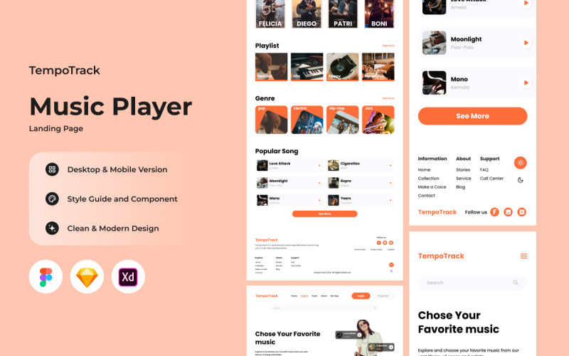 TempoTrack – Musik-Player-Landingpage V2