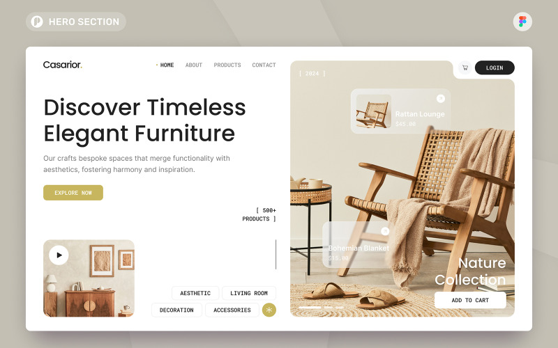Casarior - Interior Design Hero Section Figma Template
