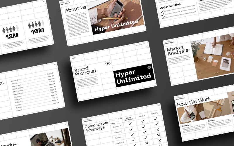 Hyper Unlimited – šablona prezentace obchodního návrhu Canva