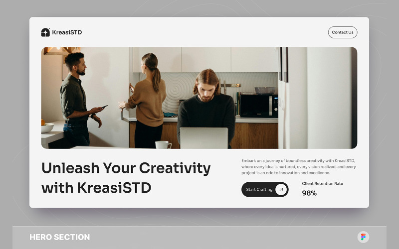KreasiSTD - Plantilla Figma de la sección de héroes de agencia creativa