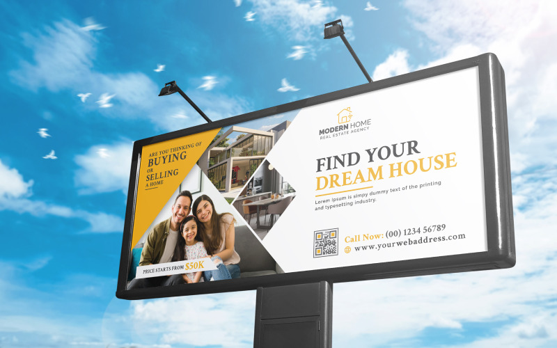 Panneau d'affichage immobilier, conception créative et élégante de panneau d'affichage immobilier pour la publicité extérieure