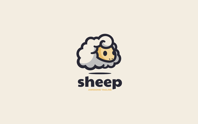 Design del logo della mascotte semplice delle pecore 1