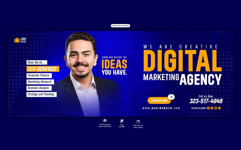 Digital Marketing Agency Sociální Media Banner Cover šablona