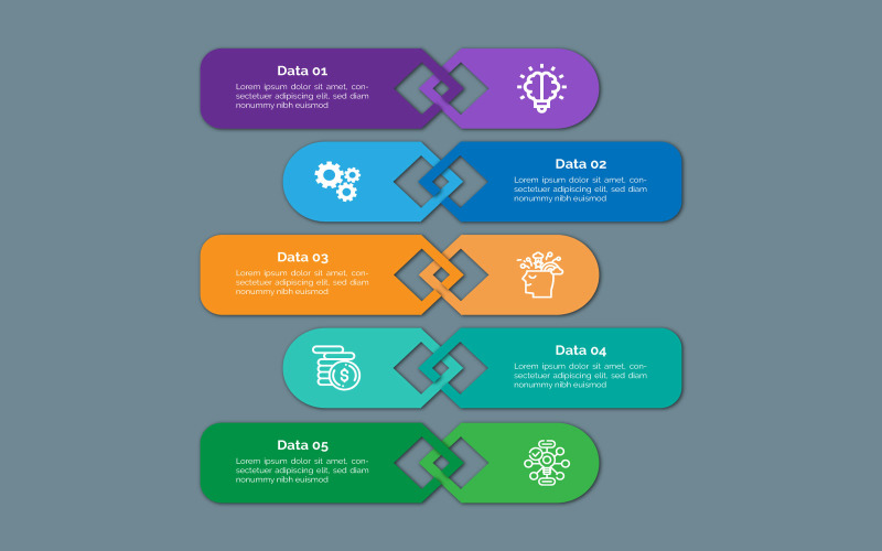 Plantilla de datos de información empresarial de estilo cuadrado.