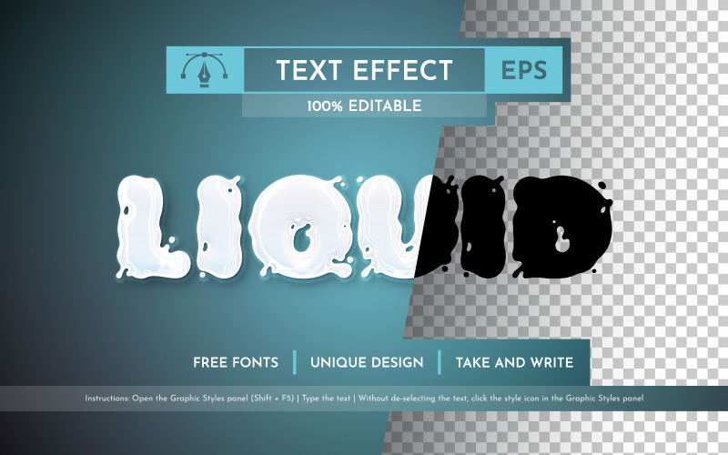 Tekuté mléko upravitelný textový efekt, grafický styl