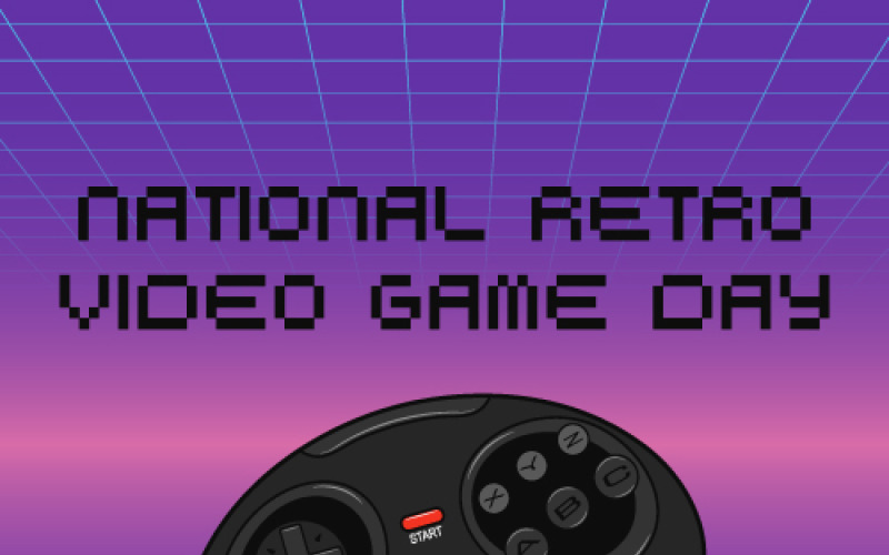 Ulusal Retro Video Oyunu Günü için vektör pankartı