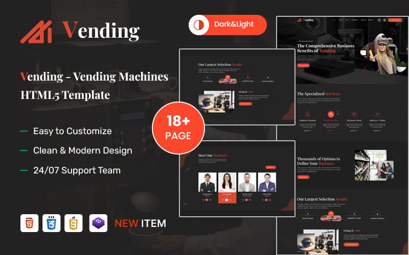 Vendin – Verkaufsautomaten und Snack-Bootstrap-HTML5-Website-Vorlage