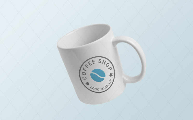 Mok met verwisselbare kleur en logo-mockup in vliegpositie