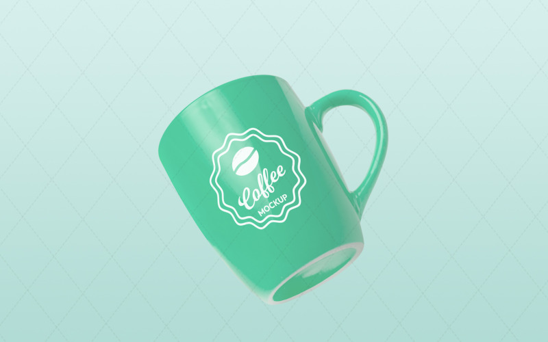 Tasse mit veränderbarer Farbe, dynamisch fliegendem, separatem Hintergrund und Logo-Attrappe