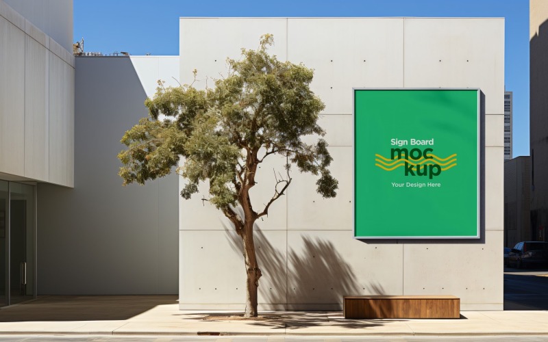 Mockup del cartello sul muro dell'edificio 104