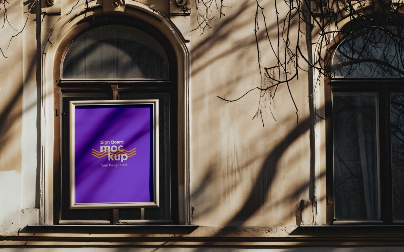 Mockup del cartello sul muro dell'edificio 113