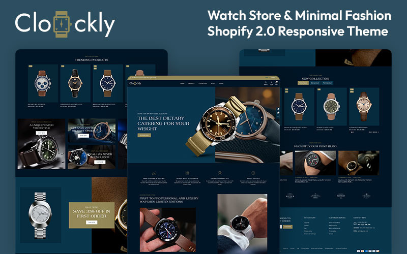 Clockly — магазин умных часов и адаптивная тема Shopify 2.0 в стиле минимализма