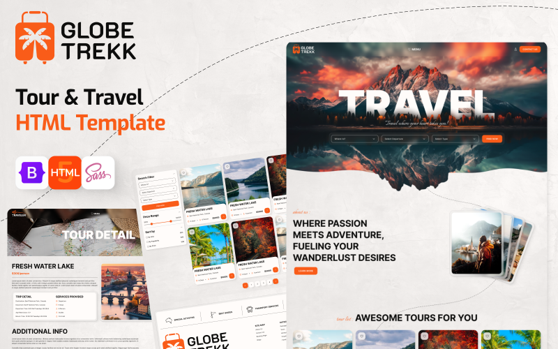 Global Trekk – Utazás és utazási iroda foglalási HTML webhelysablonja