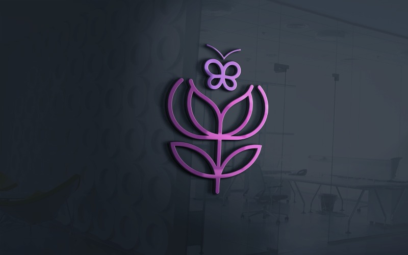 Einfacher Blumenladen mit Schmetterlings-Logo-Vorlage