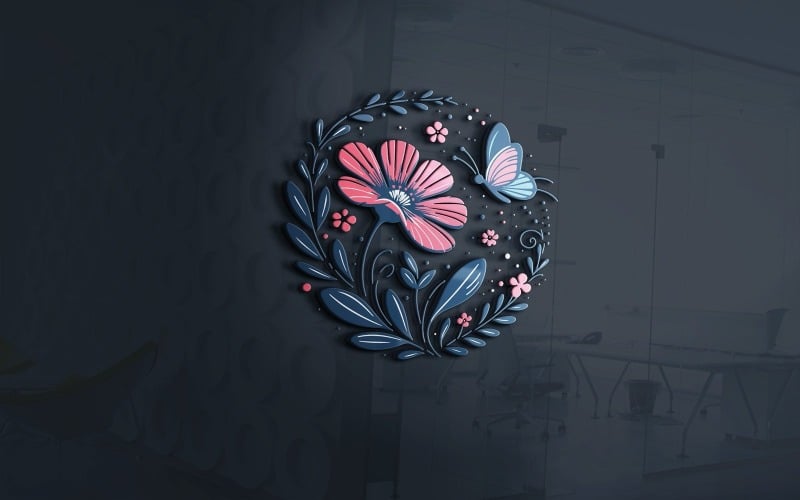 Elegante tienda de flores con plantilla de logotipo vectorial de mariposa