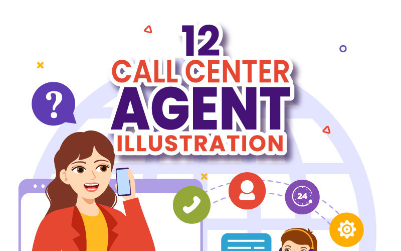 12 Call Center Agent vektorillustration